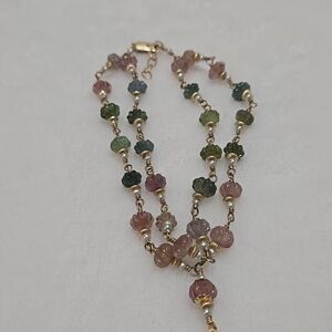 10k Gold With Multicolor Semi-Precious Stone Bracelet